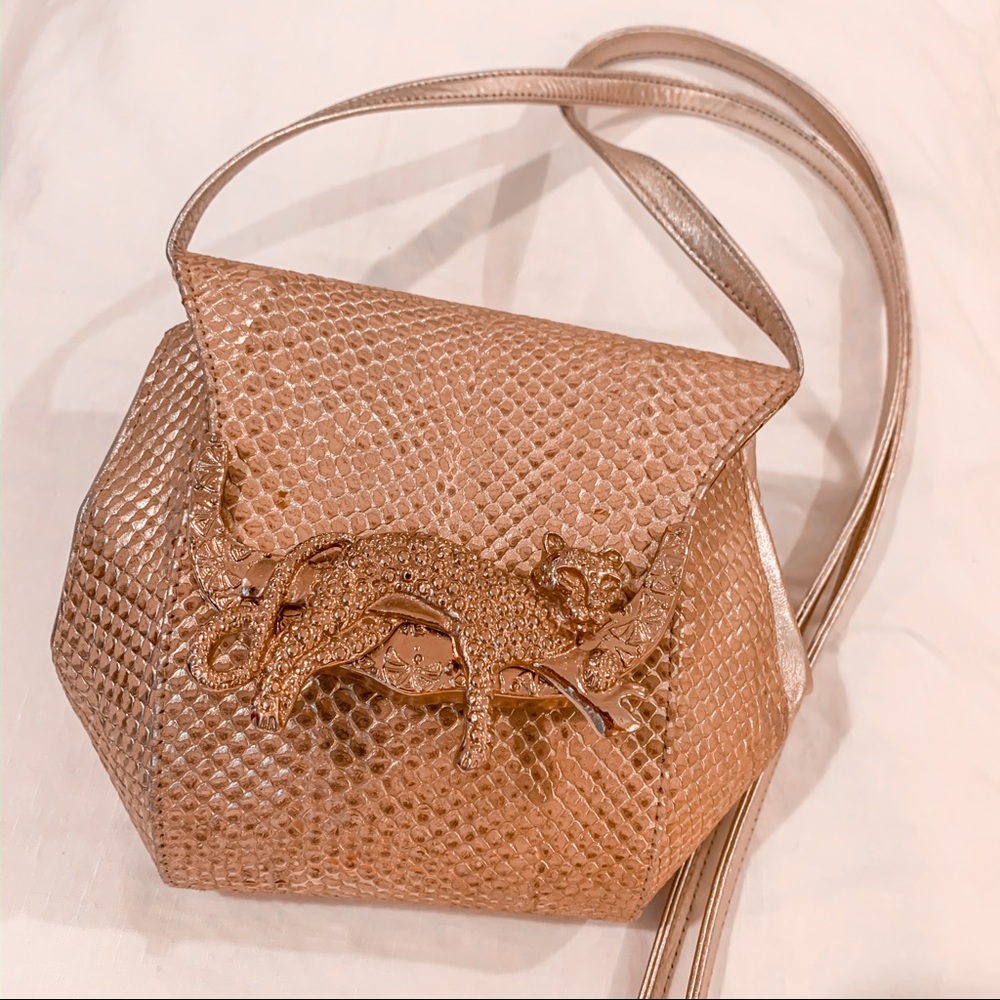 Cache gold leopard purse